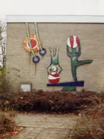 WA029 4 Tegeltableau Goeting op originele lokatie gymzaal Dolderstraat Nobelweg jpg