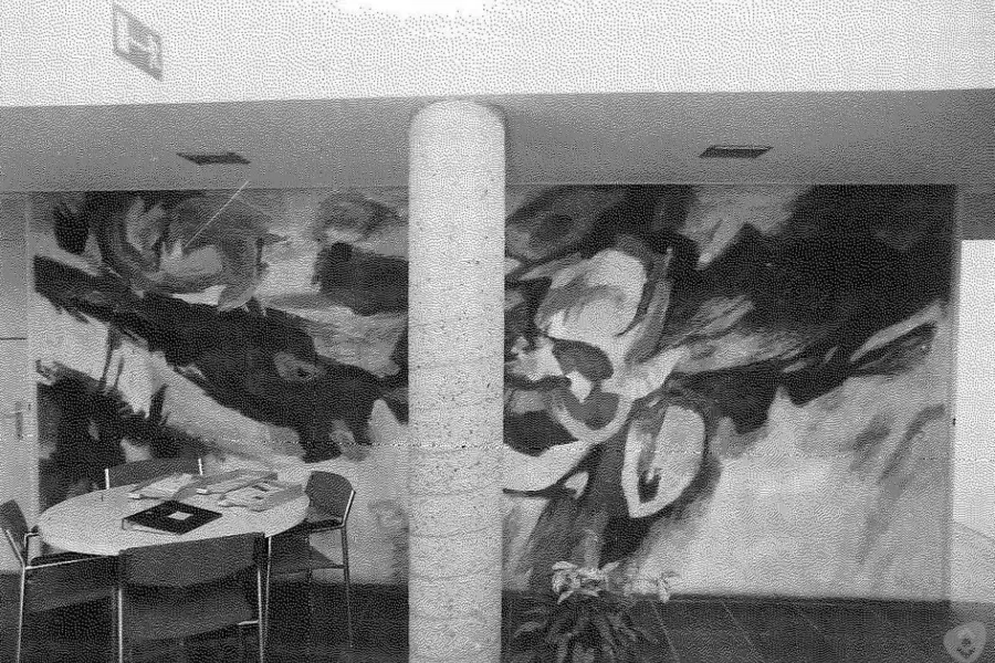 WA120 1 Wandschildering Vliegend Hoofd voormalig Binnenhaven 7 9 Entomologie Leo Schatz 1967 jpg