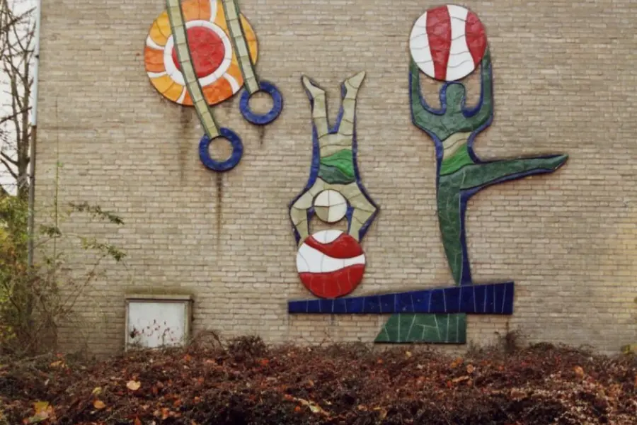 WA029 4 Tegeltableau Goeting op originele lokatie gymzaal Dolderstraat Nobelweg jpg