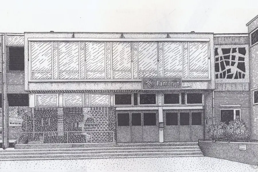 WA187 1 Muurreliëf voormalig Wagenings Lyceum Hollandseweg In gebruik 1967 Gesloopt 2007 Front tekening Rietveld Van JPG