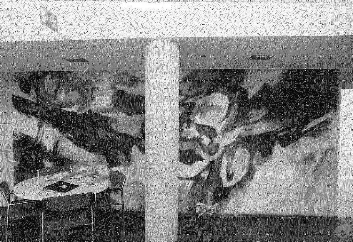 WA120 1 Wandschildering Vliegend Hoofd voormalig Binnenhaven 7 9 Entomologie Leo Schatz 1967 jpg