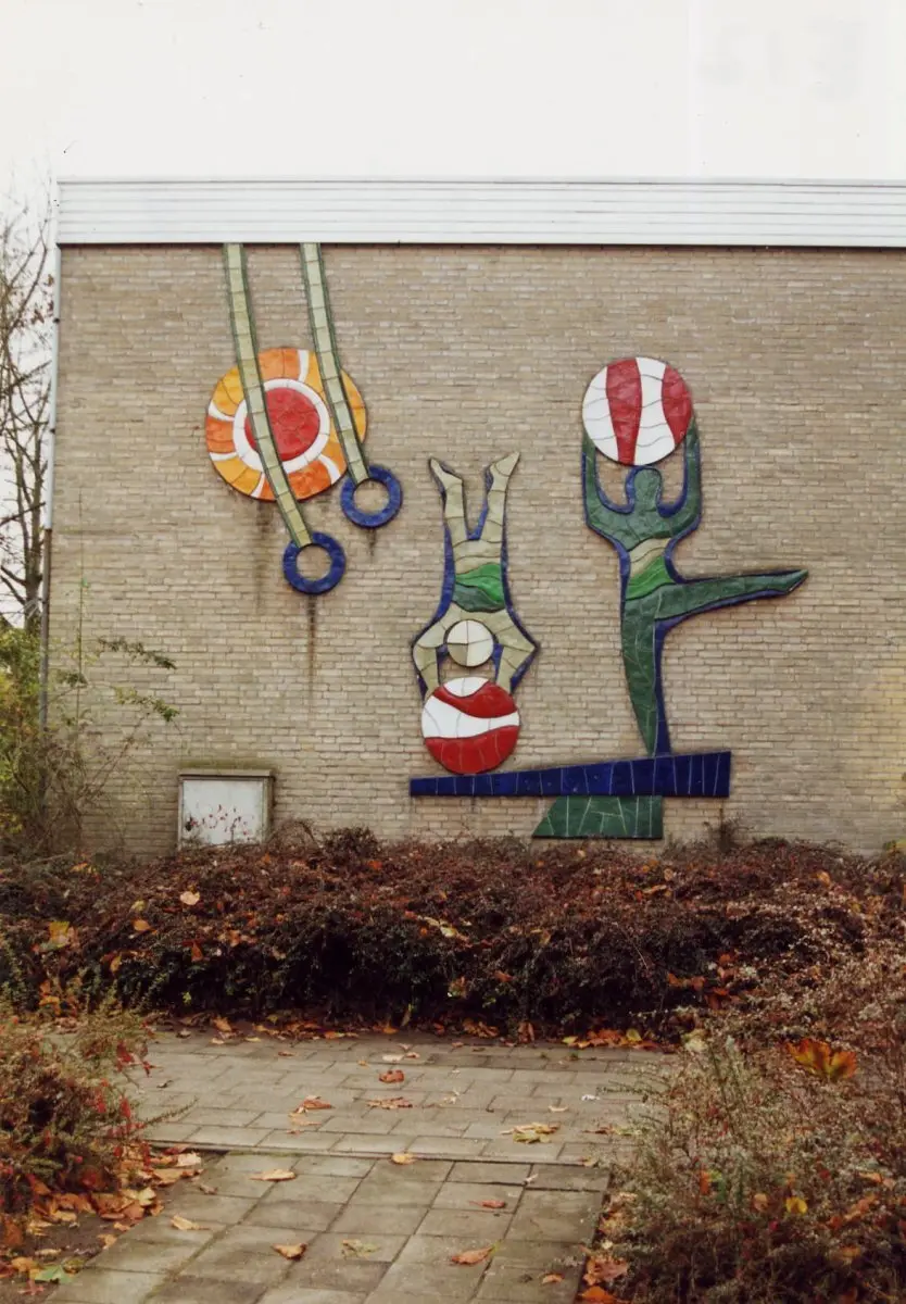 WA029 4 Tegeltableau Goeting op originele lokatie gymzaal Dolderstraat Nobelweg jpg