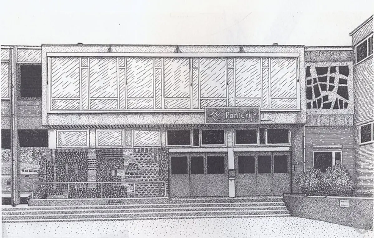 WA187 1 Muurreliëf voormalig Wagenings Lyceum Hollandseweg In gebruik 1967 Gesloopt 2007 Front tekening Rietveld Van JPG